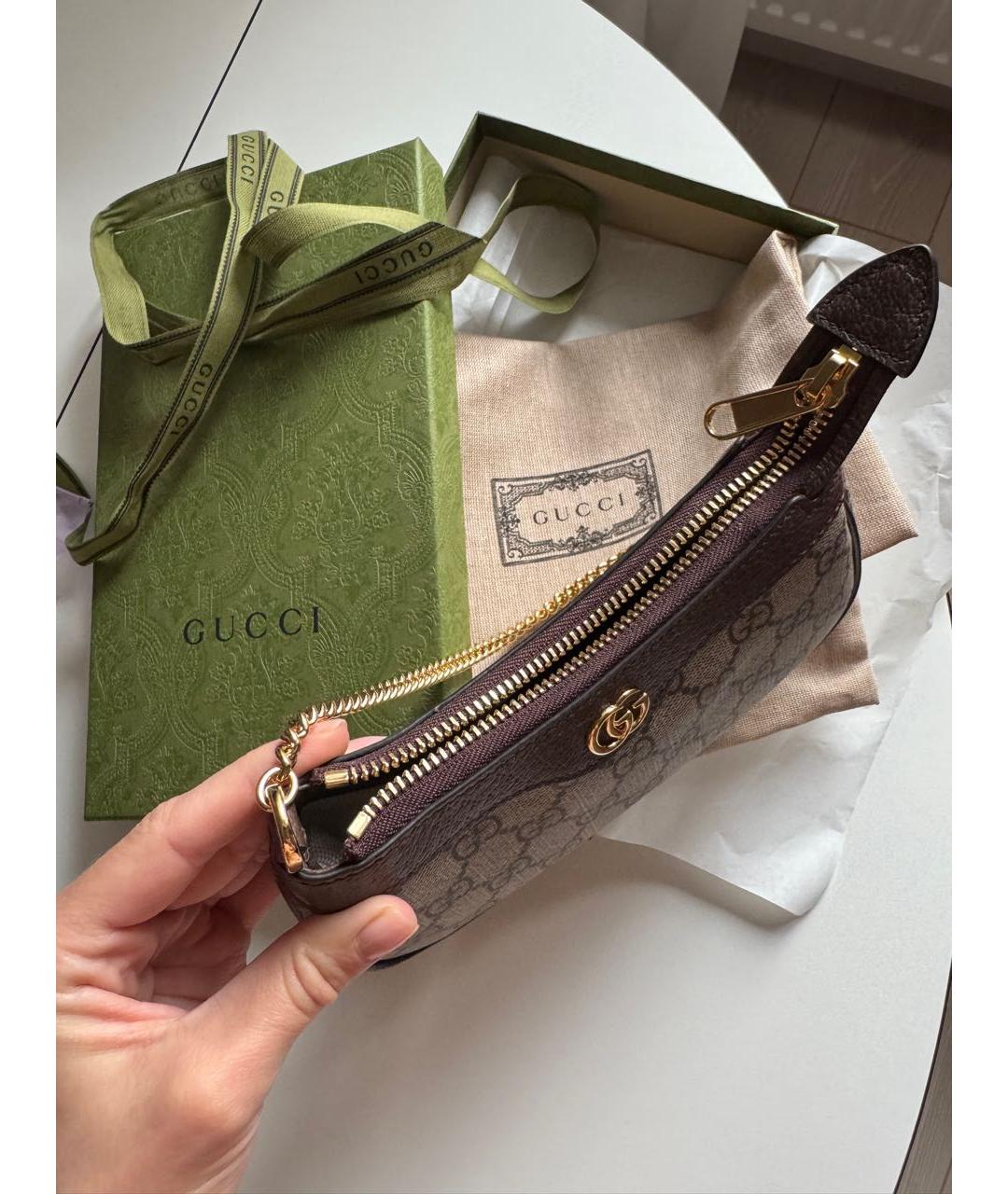 GUCCI Коричневая кожаная сумка с короткими ручками, фото 3