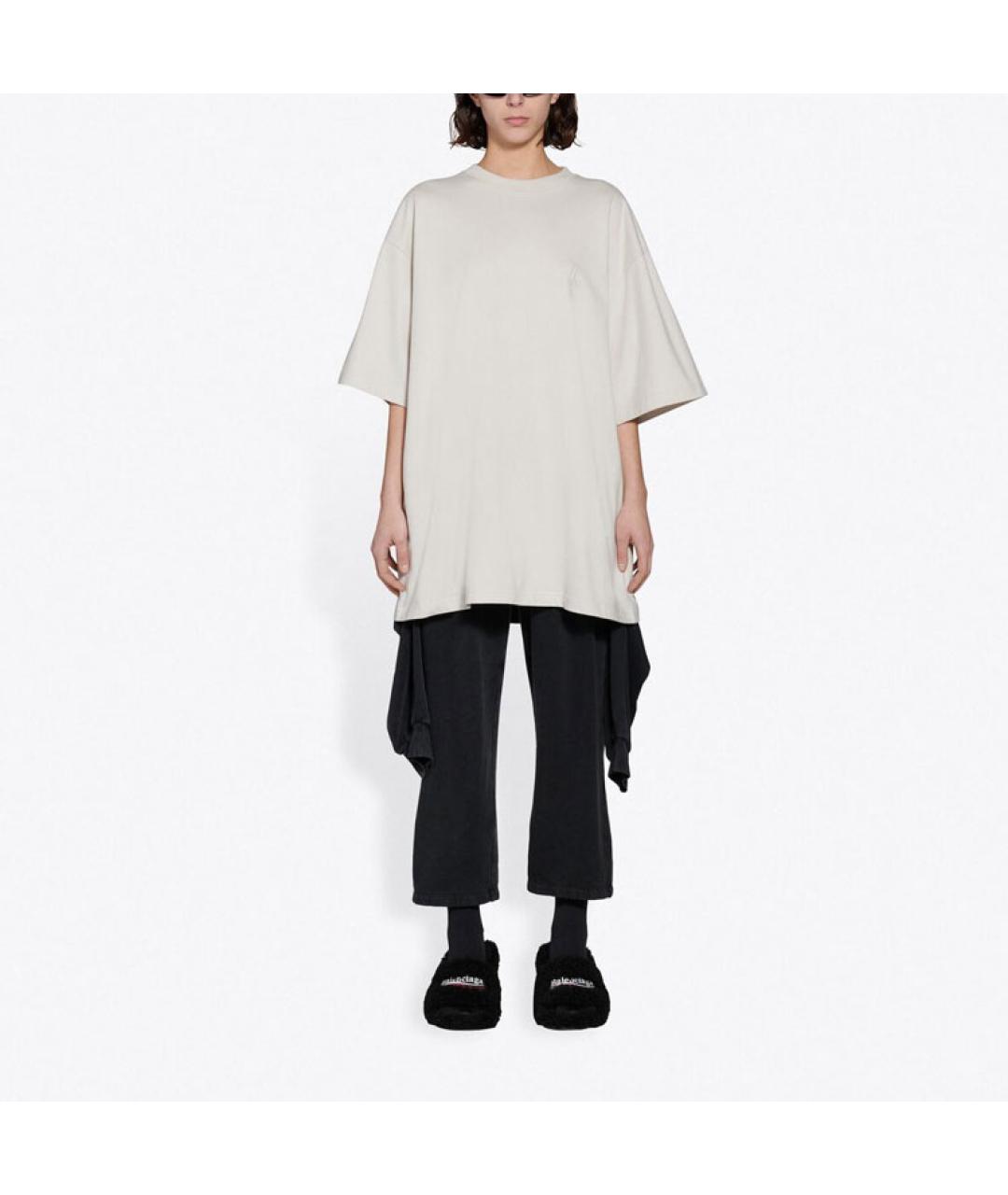 BALENCIAGA Серая хлопковая футболка, фото 3