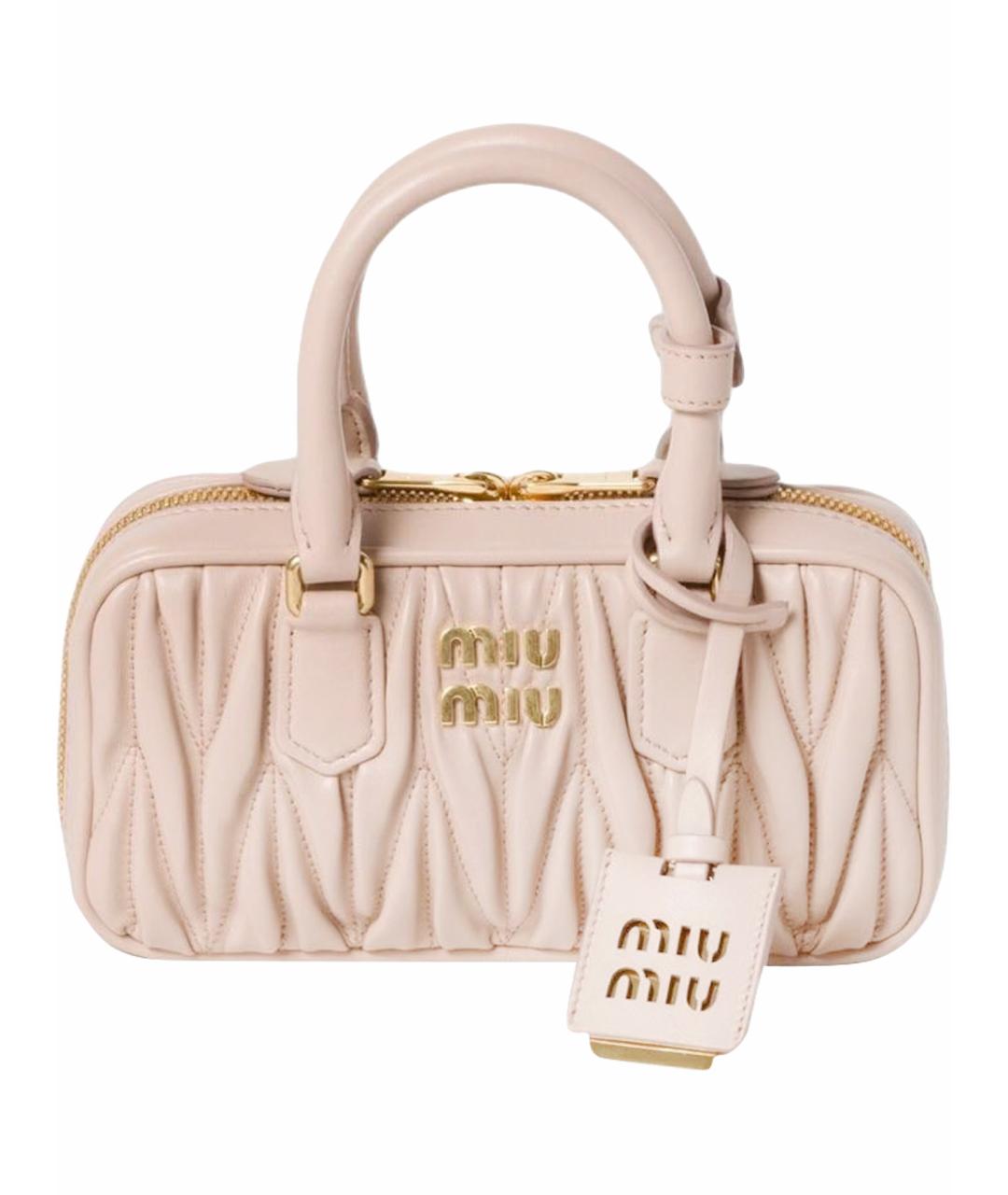 MIU MIU Розовая кожаная сумка с короткими ручками, фото 1
