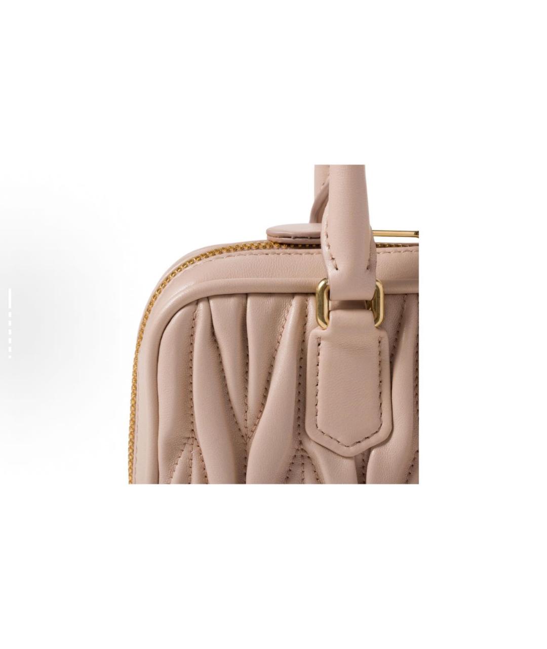 MIU MIU Розовая кожаная сумка с короткими ручками, фото 5