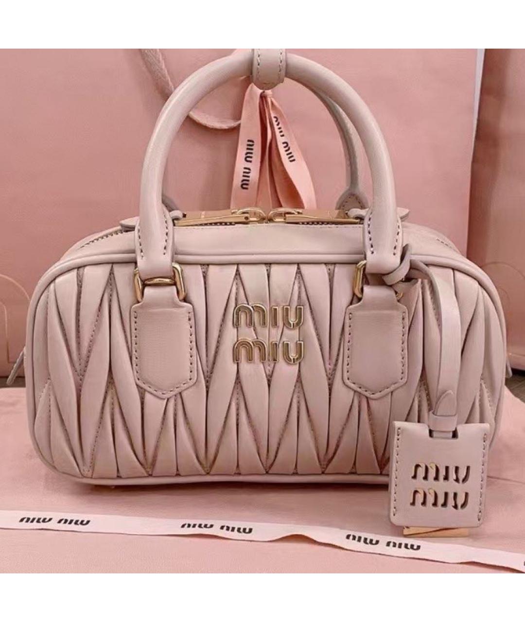 MIU MIU Розовая кожаная сумка с короткими ручками, фото 6
