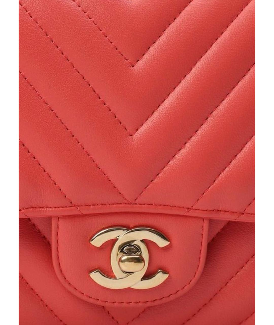 CHANEL Коралловая кожаная сумка через плечо, фото 2