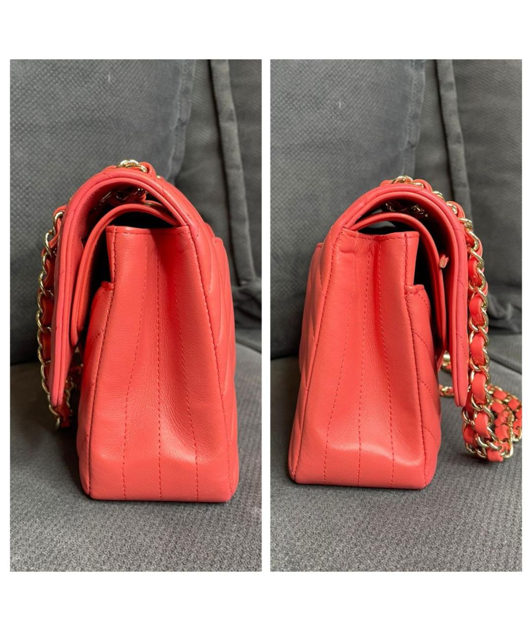 CHANEL Коралловая кожаная сумка через плечо, фото 4