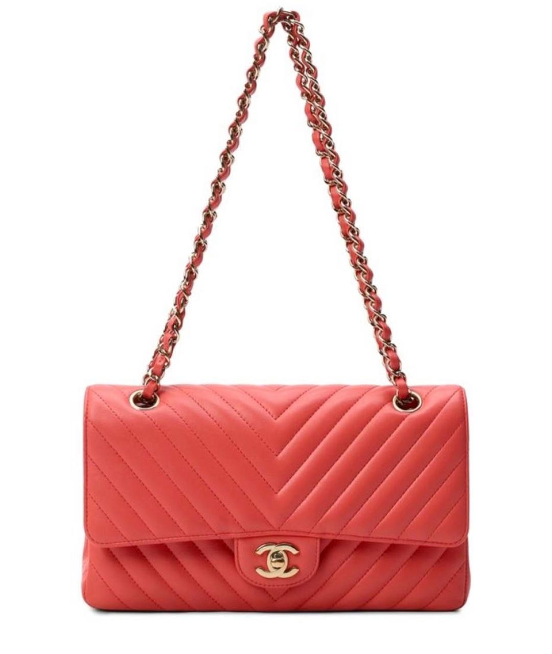 CHANEL Коралловая кожаная сумка через плечо, фото 1