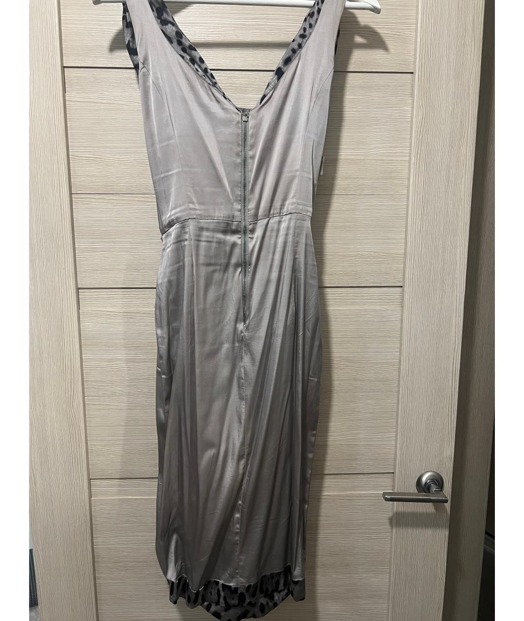 DOLCE&GABBANA Серое шелковое коктейльное платье, фото 4