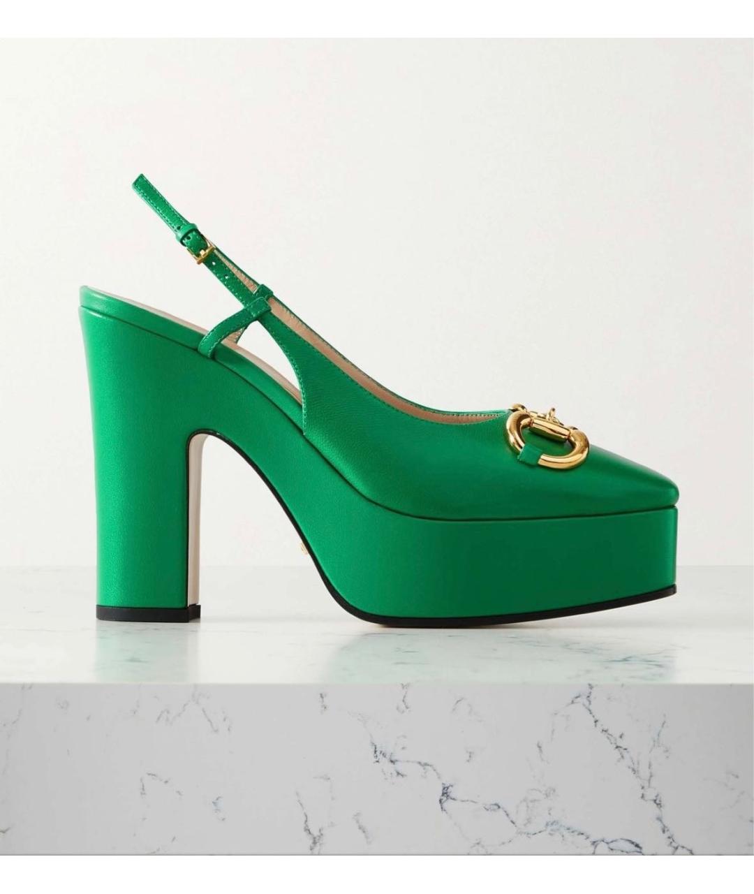 GUCCI Зеленые кожаные туфли, фото 6