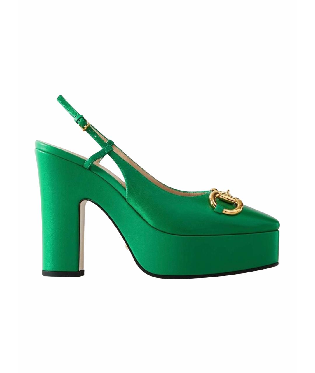 GUCCI Зеленые кожаные туфли, фото 1