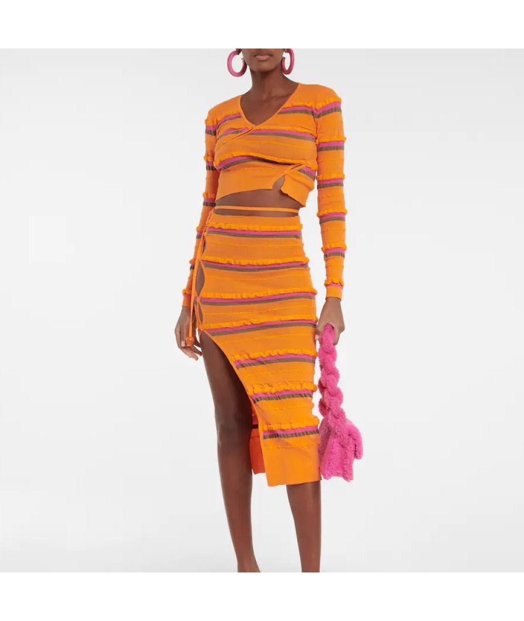 JACQUEMUS Оранжевый вискозный костюм с юбками, фото 2