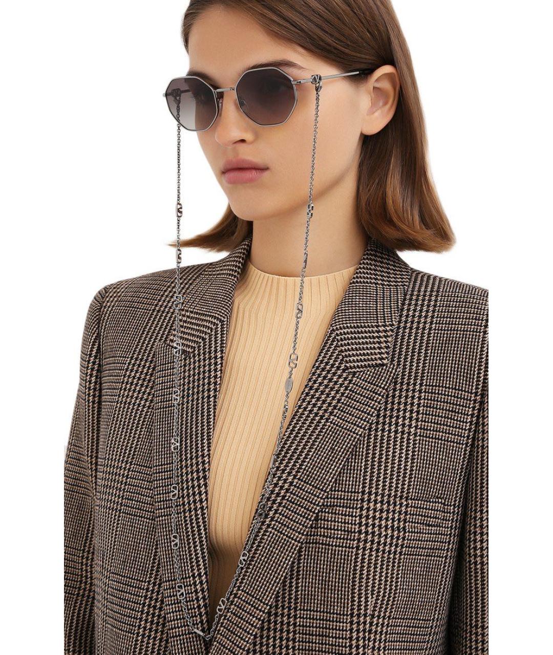 VALENTINO Серебряные металлические солнцезащитные очки, фото 8