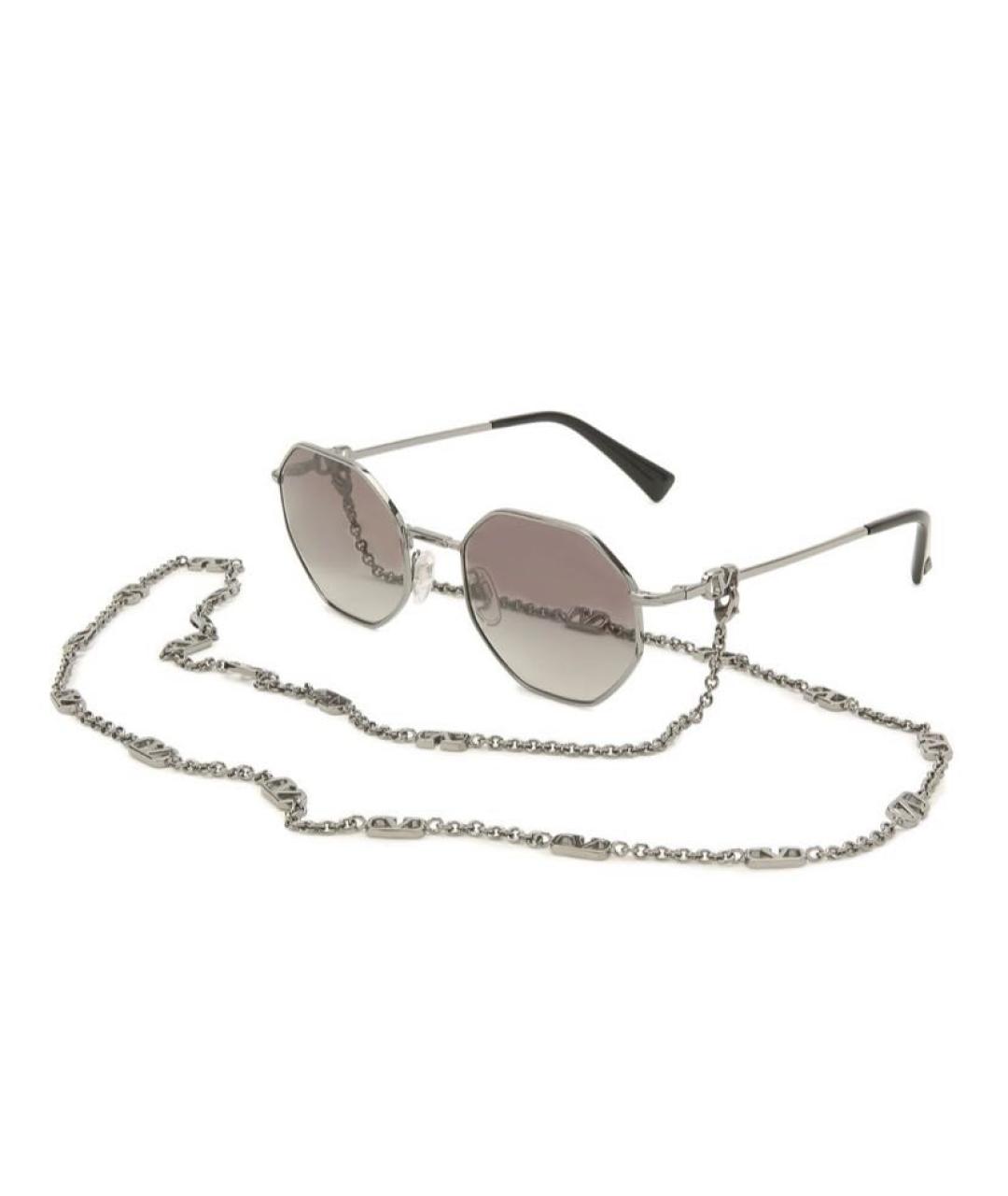 VALENTINO Серебряные металлические солнцезащитные очки, фото 9
