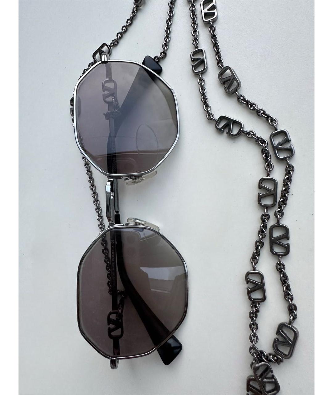 VALENTINO Серебряные металлические солнцезащитные очки, фото 3