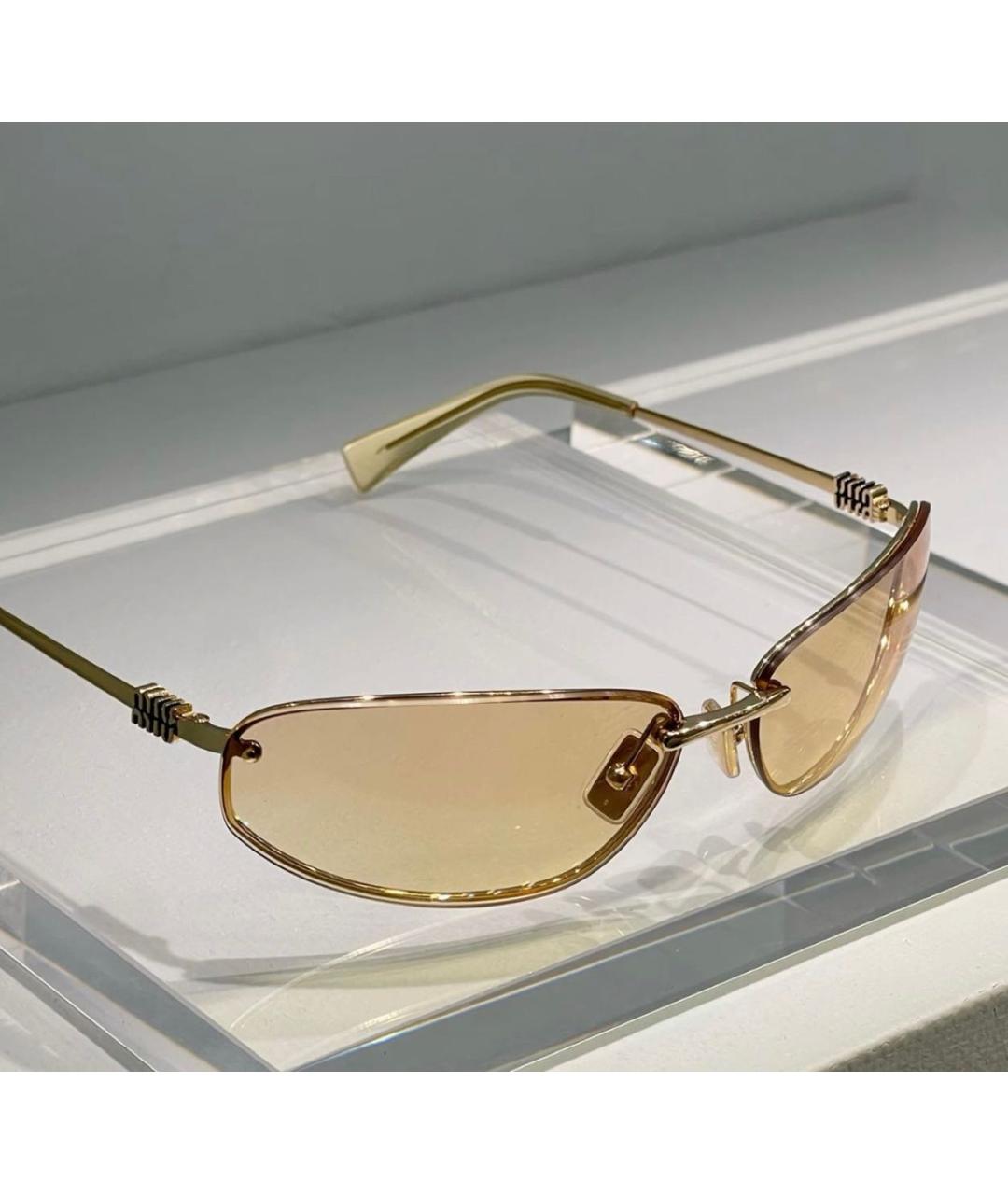 MIU MIU Желтые металлические солнцезащитные очки, фото 2