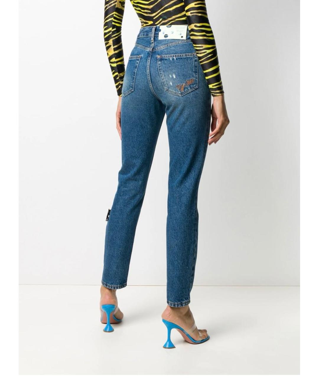 OFF-WHITE Синие хлопковые прямые джинсы, фото 4