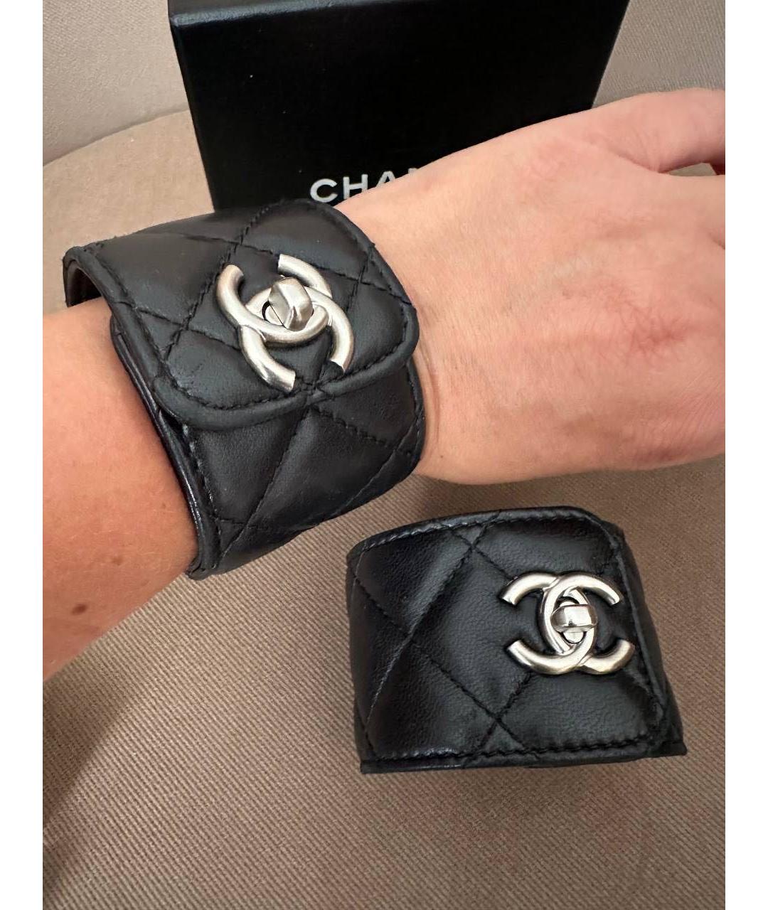 CHANEL Черный кожаный браслет, фото 4