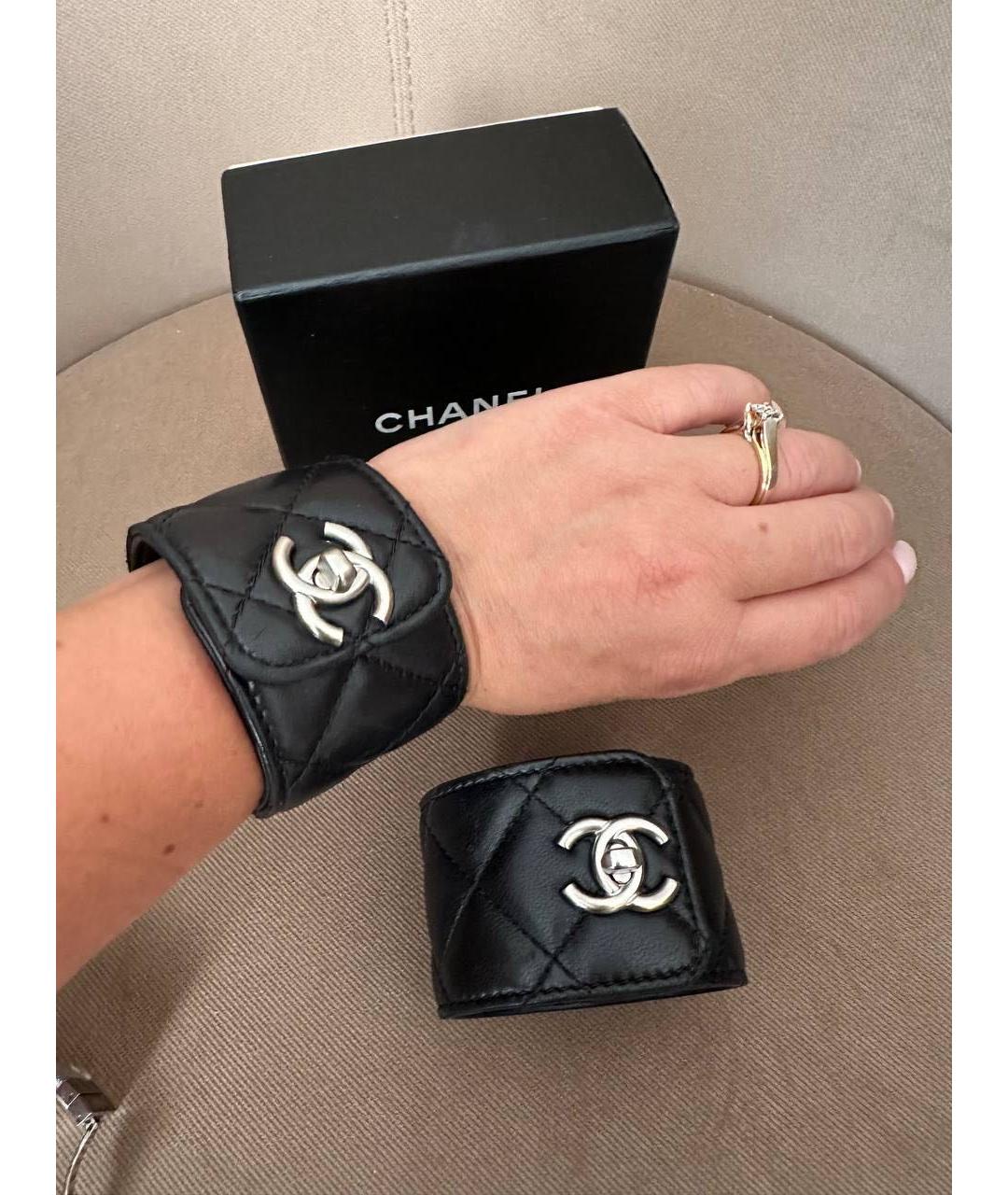CHANEL Черный кожаный браслет, фото 3