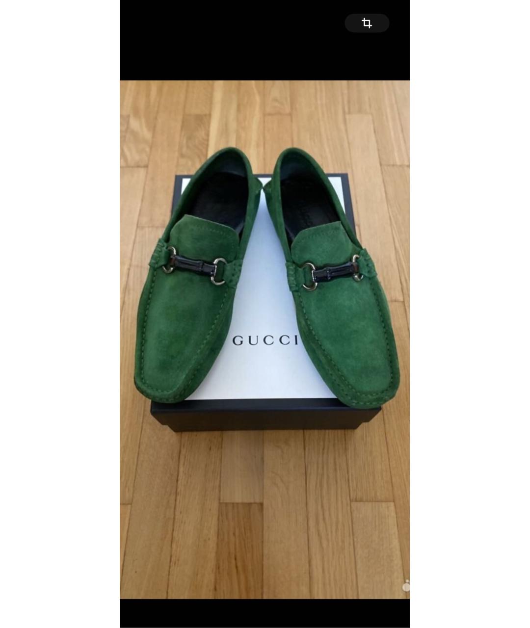 GUCCI Зеленые замшевые мокасины, фото 2