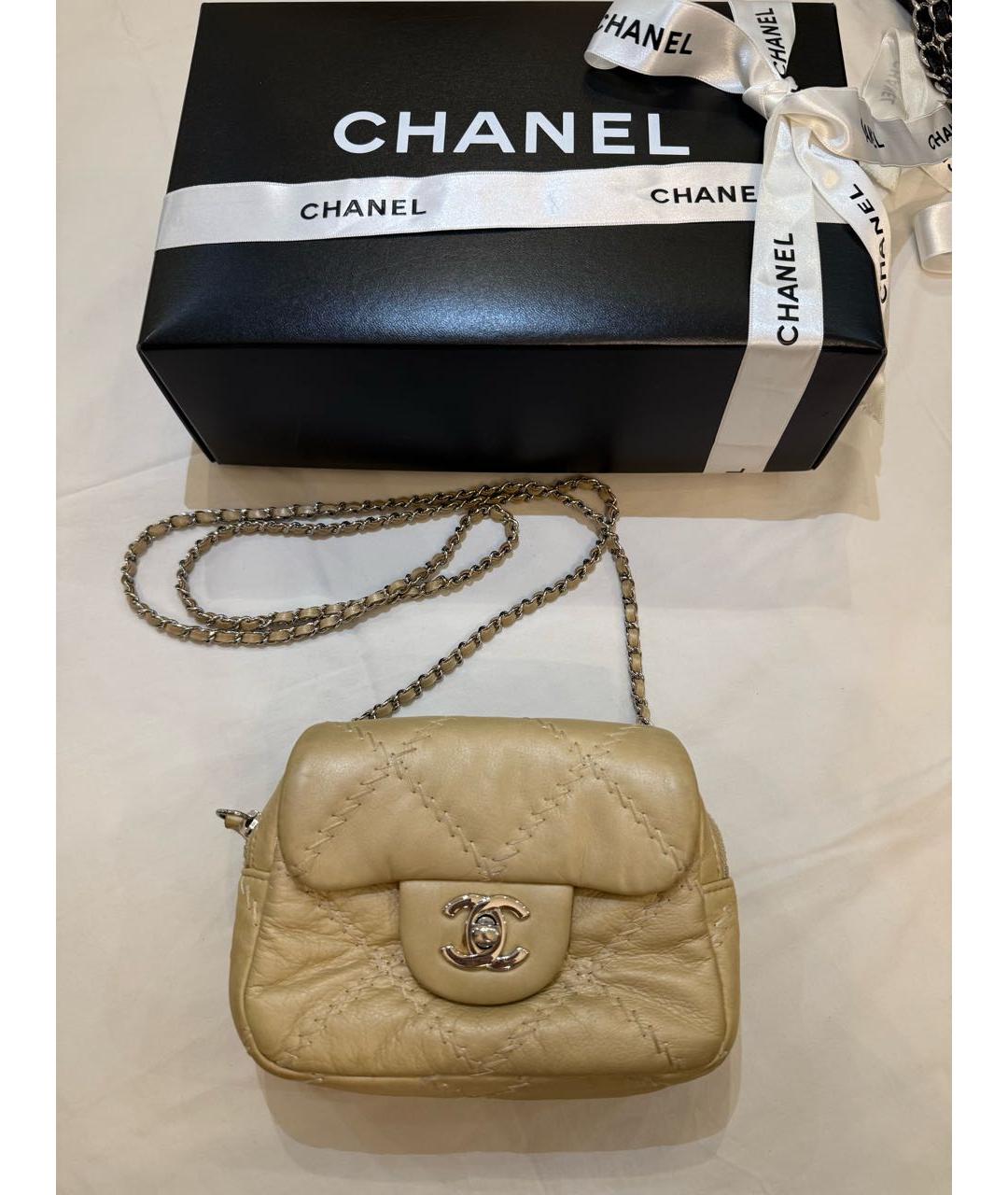 CHANEL Бежевый кожаный кошелек, фото 8