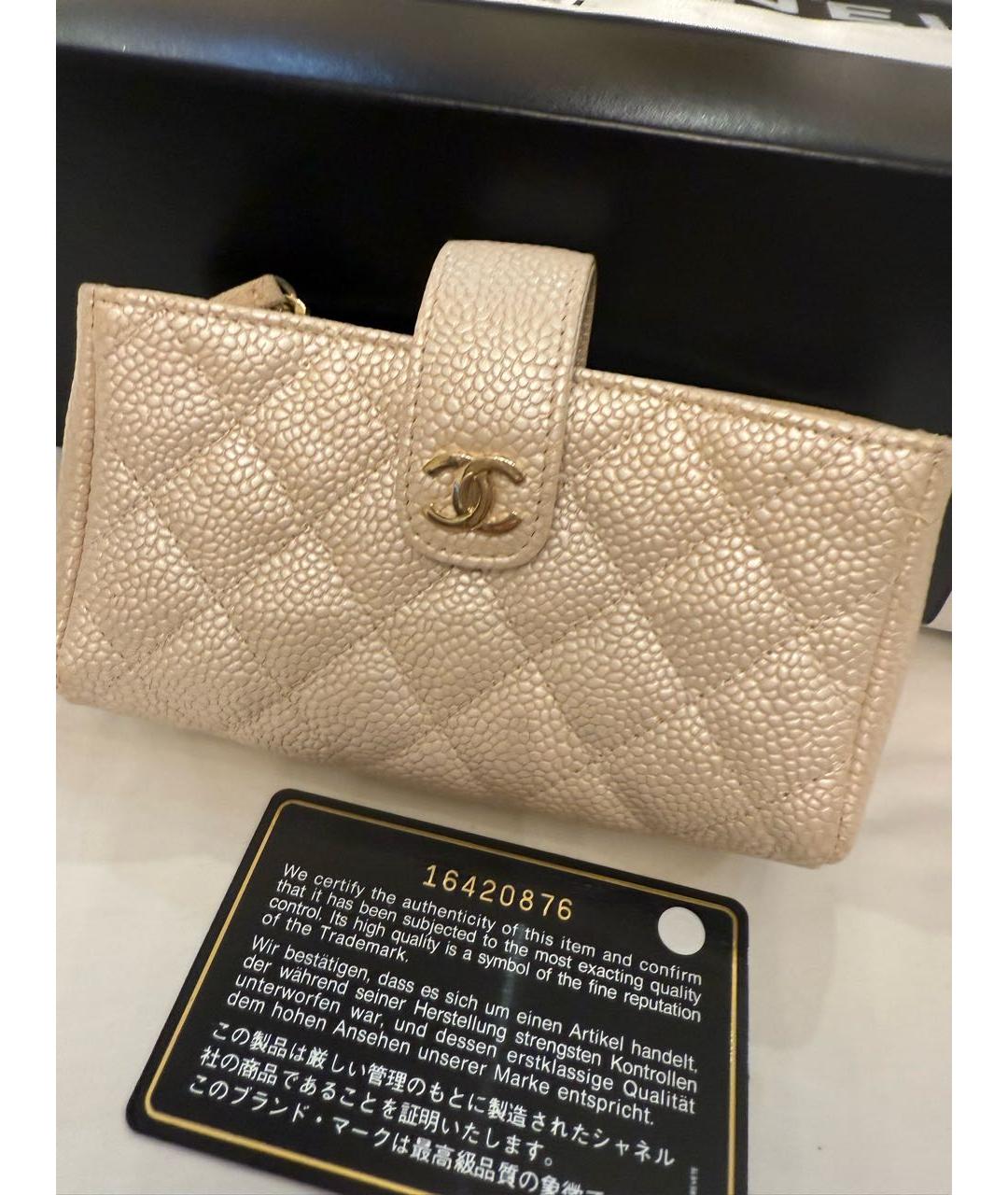 CHANEL Бежевый кожаный кошелек, фото 2