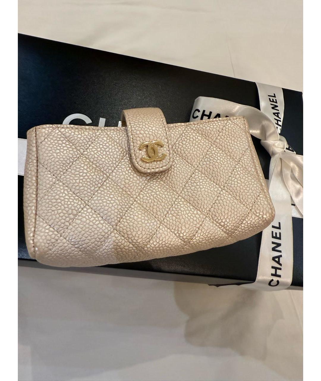 CHANEL Бежевый кожаный кошелек, фото 6