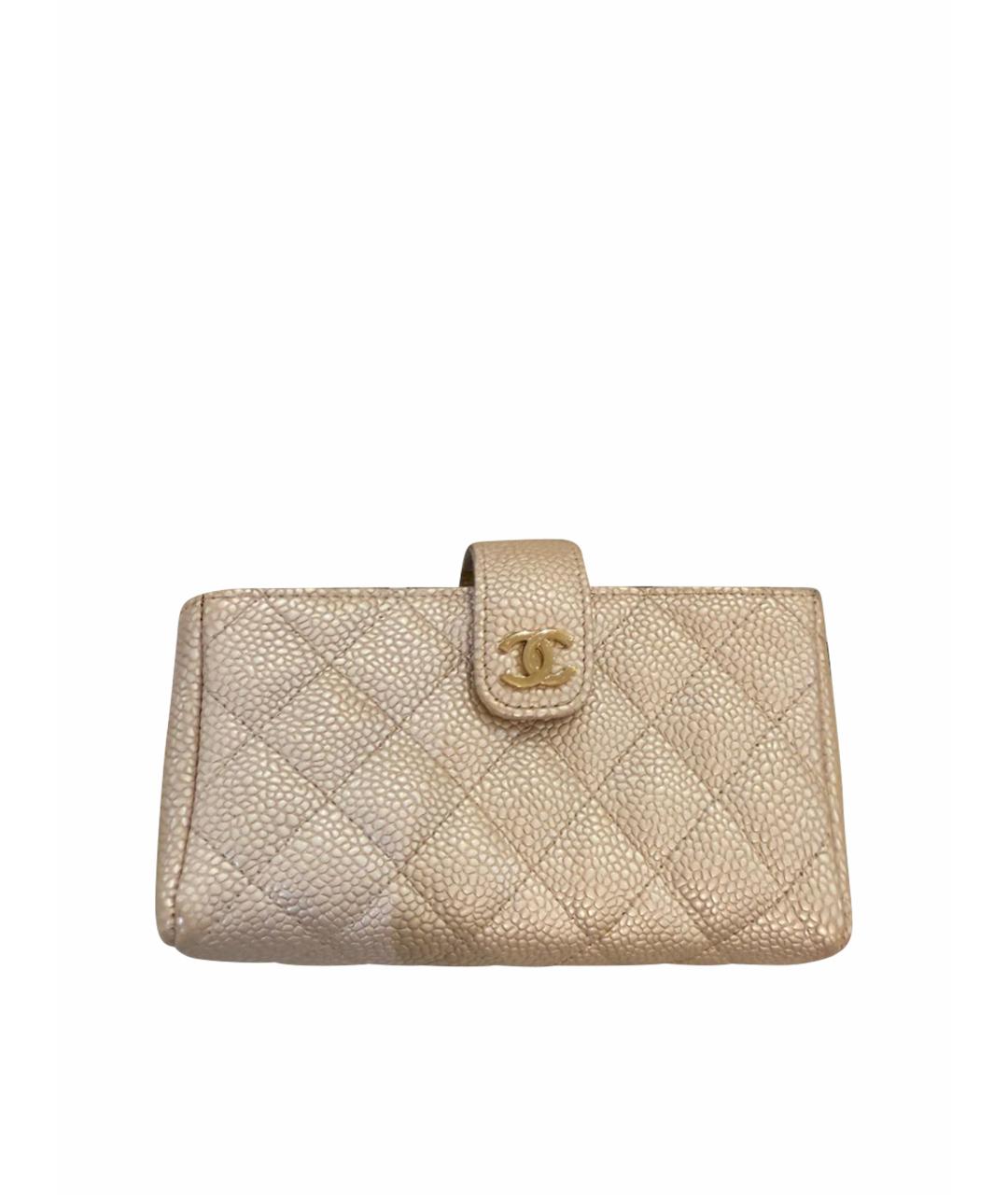 CHANEL Бежевый кожаный кошелек, фото 1