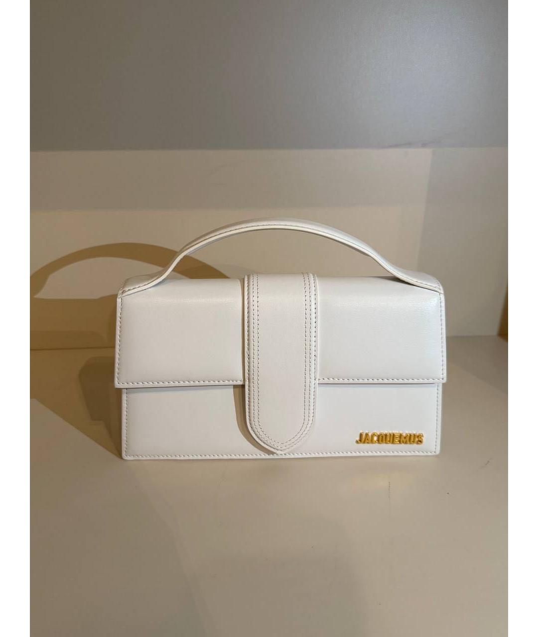 JACQUEMUS Белая кожаная сумка на плечо, фото 5