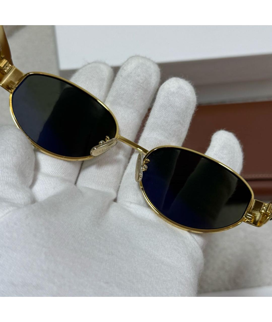 CELINE Золотые металлические солнцезащитные очки, фото 5