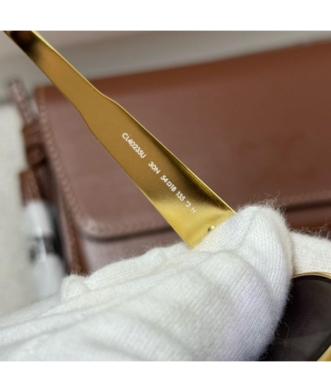 CELINE Золотые металлические солнцезащитные очки, фото 6