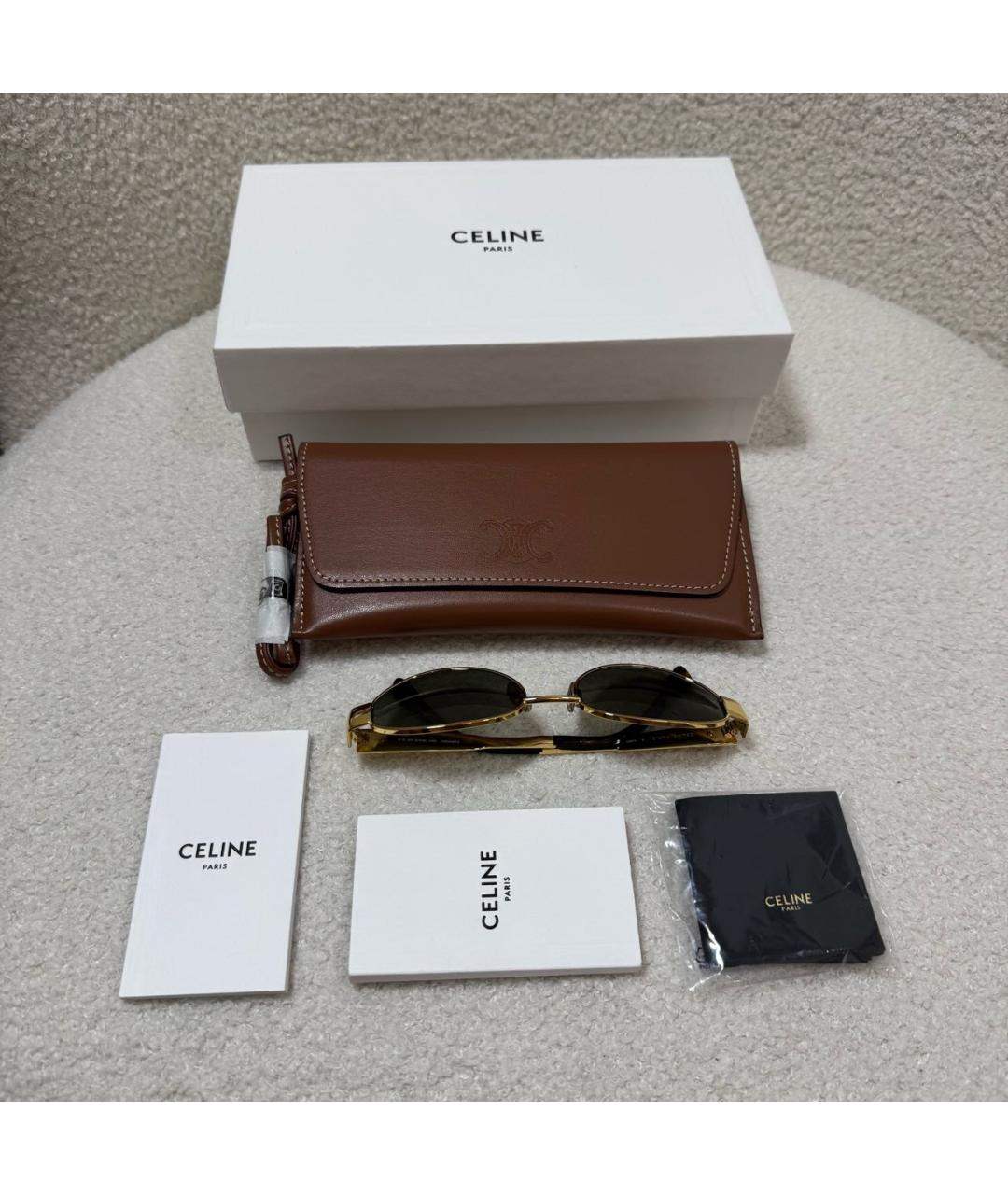 CELINE Золотые металлические солнцезащитные очки, фото 2