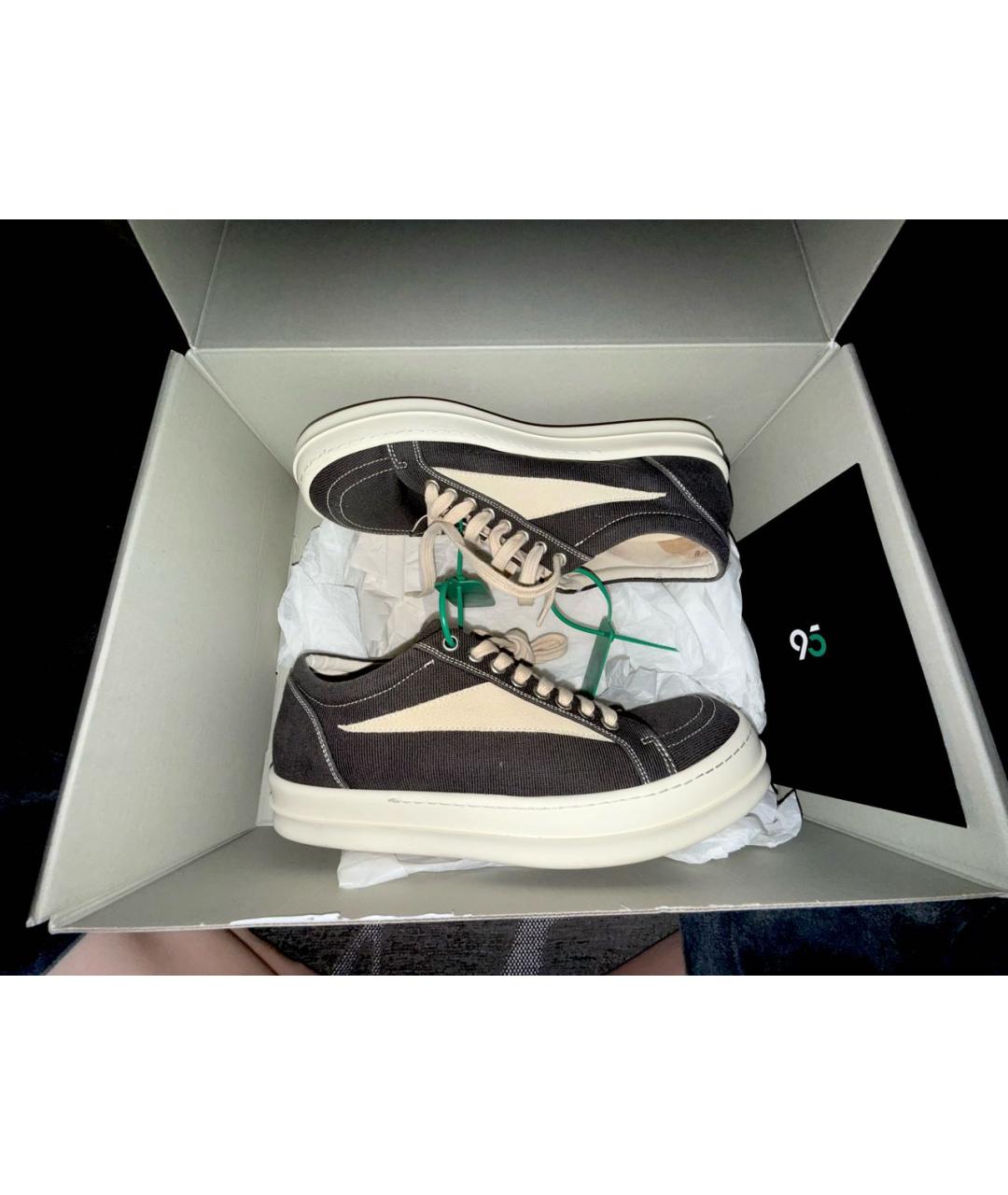 RICK OWENS DRKSHDW Черные текстильные низкие кроссовки / кеды, фото 2