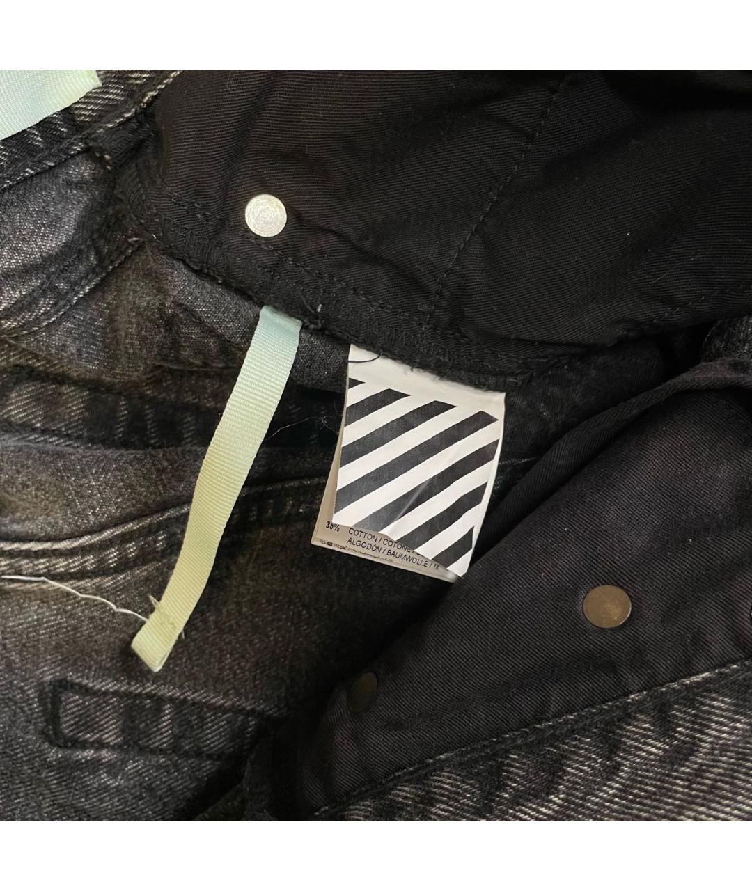 OFF-WHITE Черные хлопковые джинсы слим, фото 7