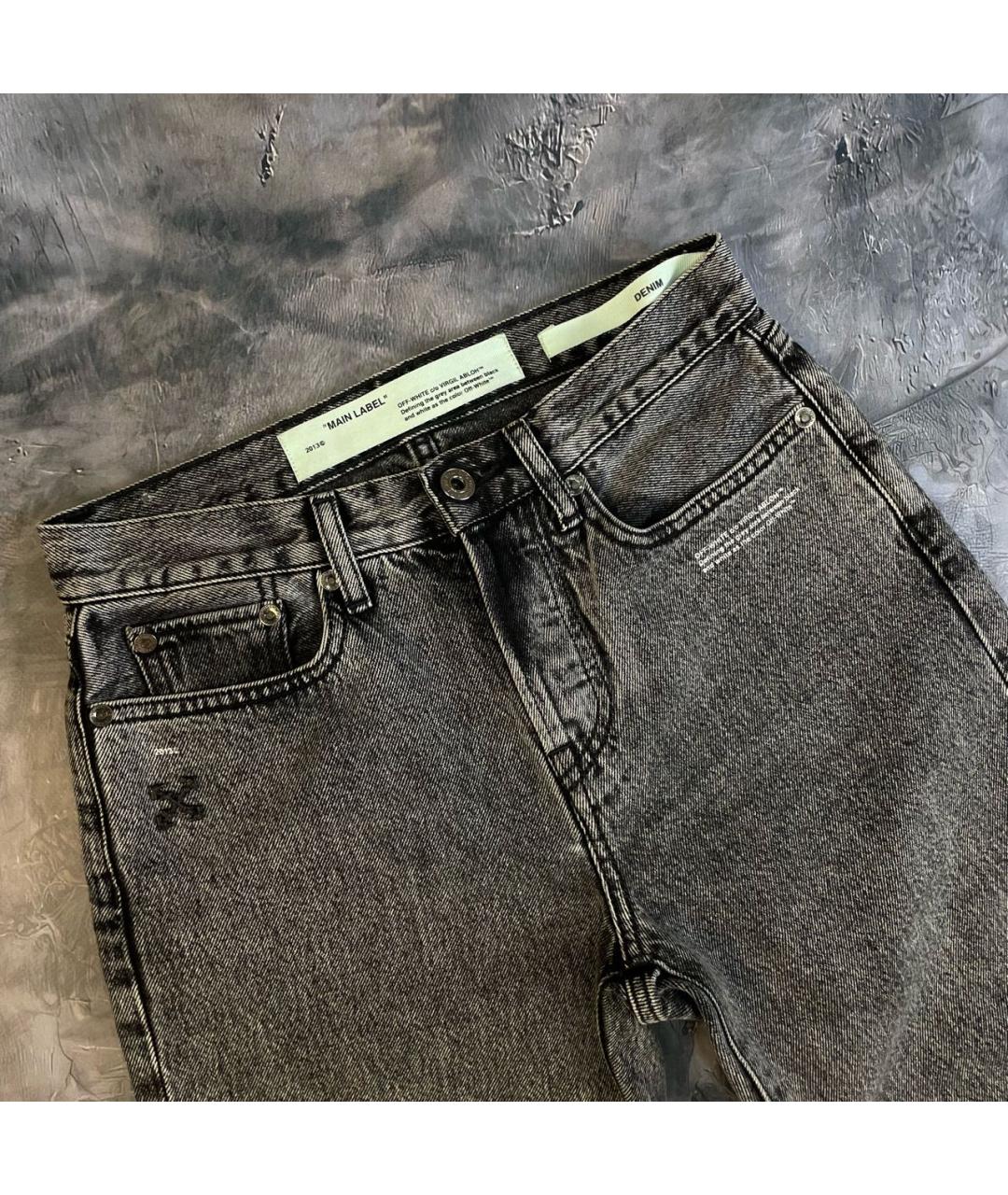 OFF-WHITE Черные хлопковые джинсы слим, фото 2