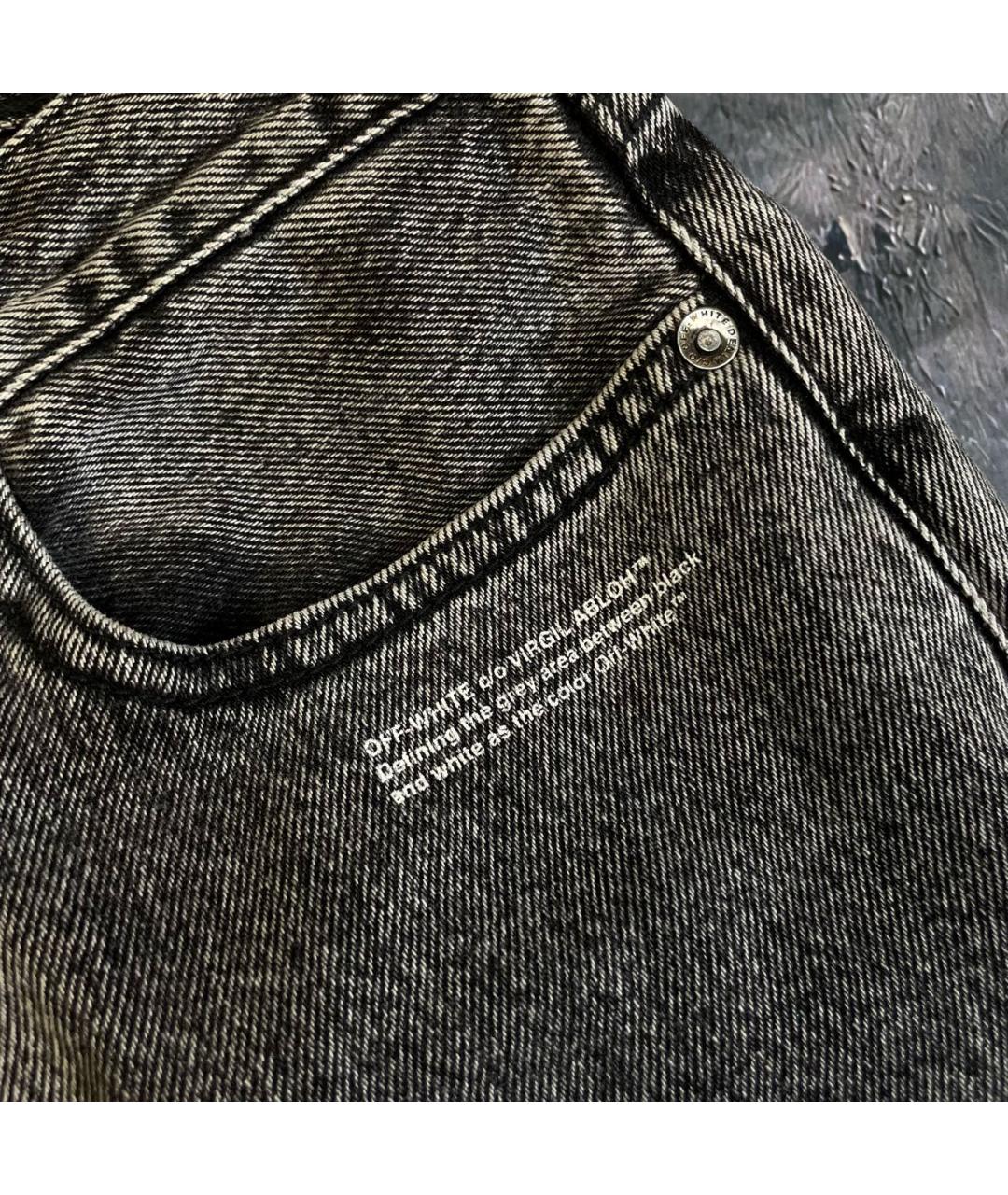 OFF-WHITE Черные хлопковые джинсы слим, фото 4