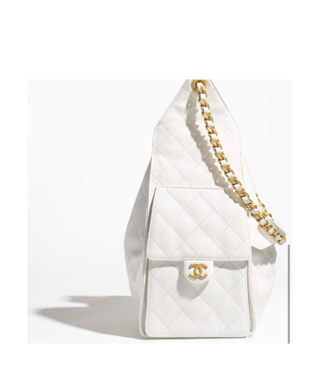 CHANEL Белая кожаная сумка тоут, фото 3