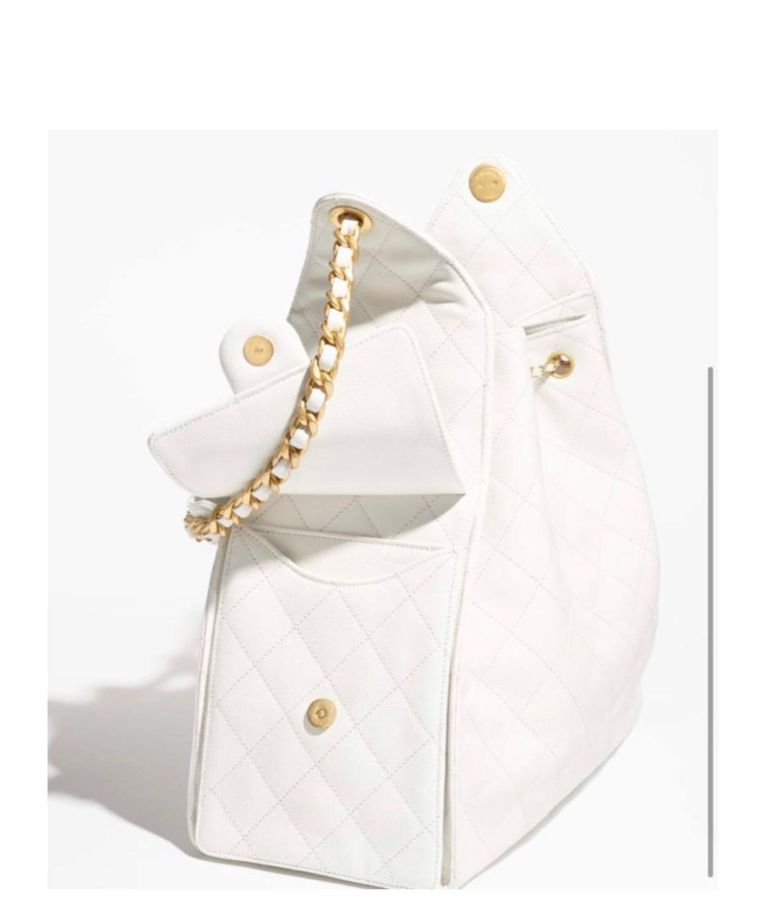 CHANEL Белая кожаная сумка тоут, фото 2