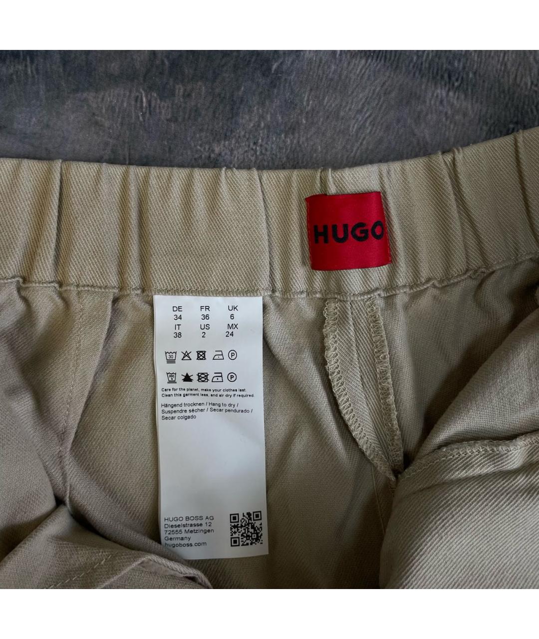 HUGO BOSS Бежевые хлопковые брюки широкие, фото 8