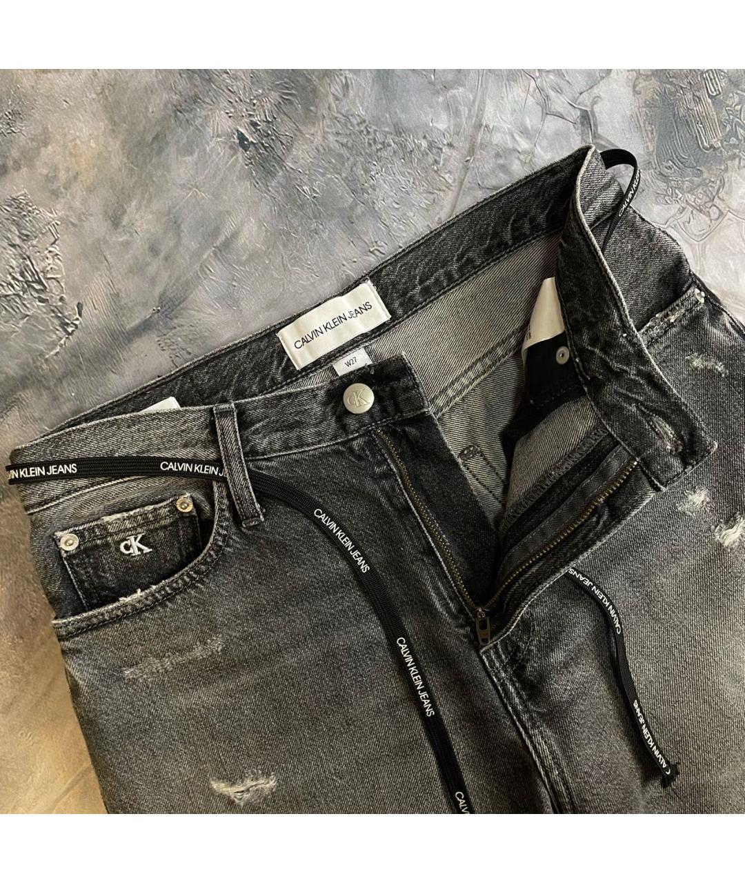 CALVIN KLEIN Черные хлопковые джинсы слим, фото 6