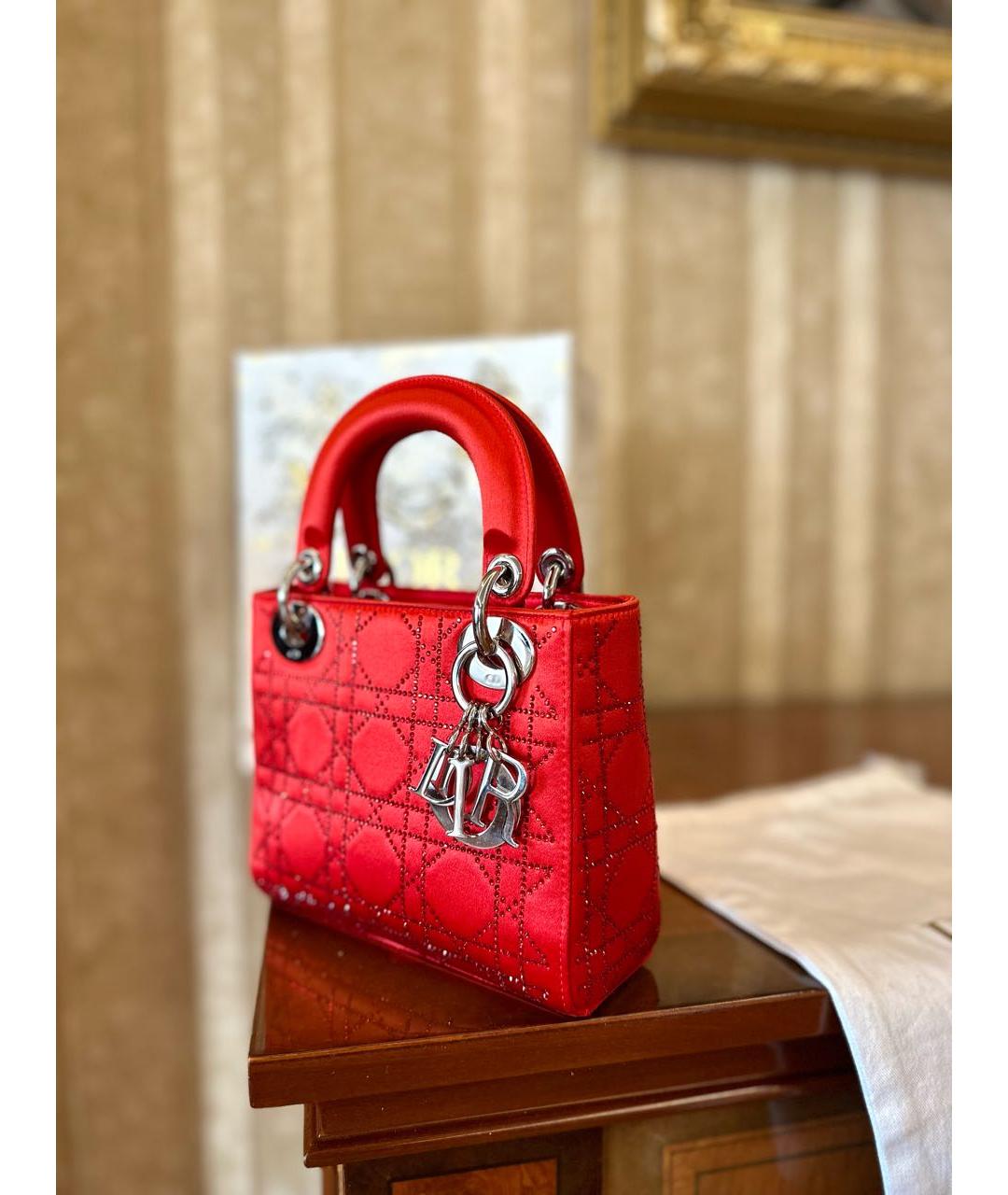 CHRISTIAN DIOR Красная тканевая сумка с короткими ручками, фото 6