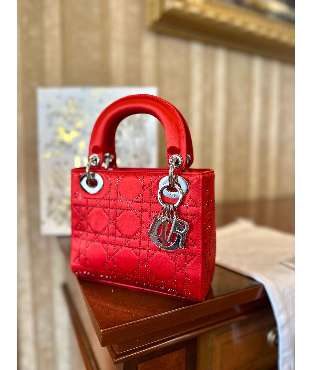 CHRISTIAN DIOR Красная тканевая сумка с короткими ручками, фото 4
