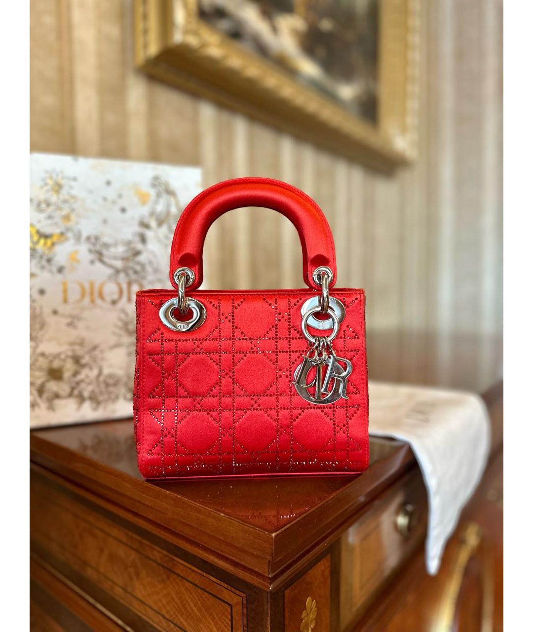 CHRISTIAN DIOR Красная тканевая сумка с короткими ручками, фото 2