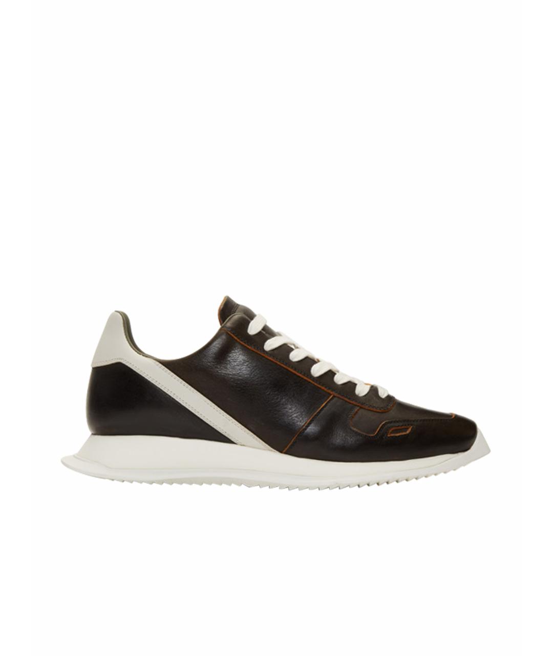 RICK OWENS Черные кожаные низкие кроссовки / кеды, фото 1