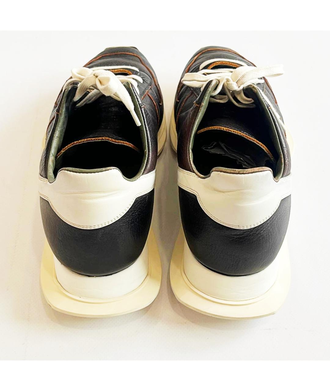 RICK OWENS Черные кожаные низкие кроссовки / кеды, фото 3