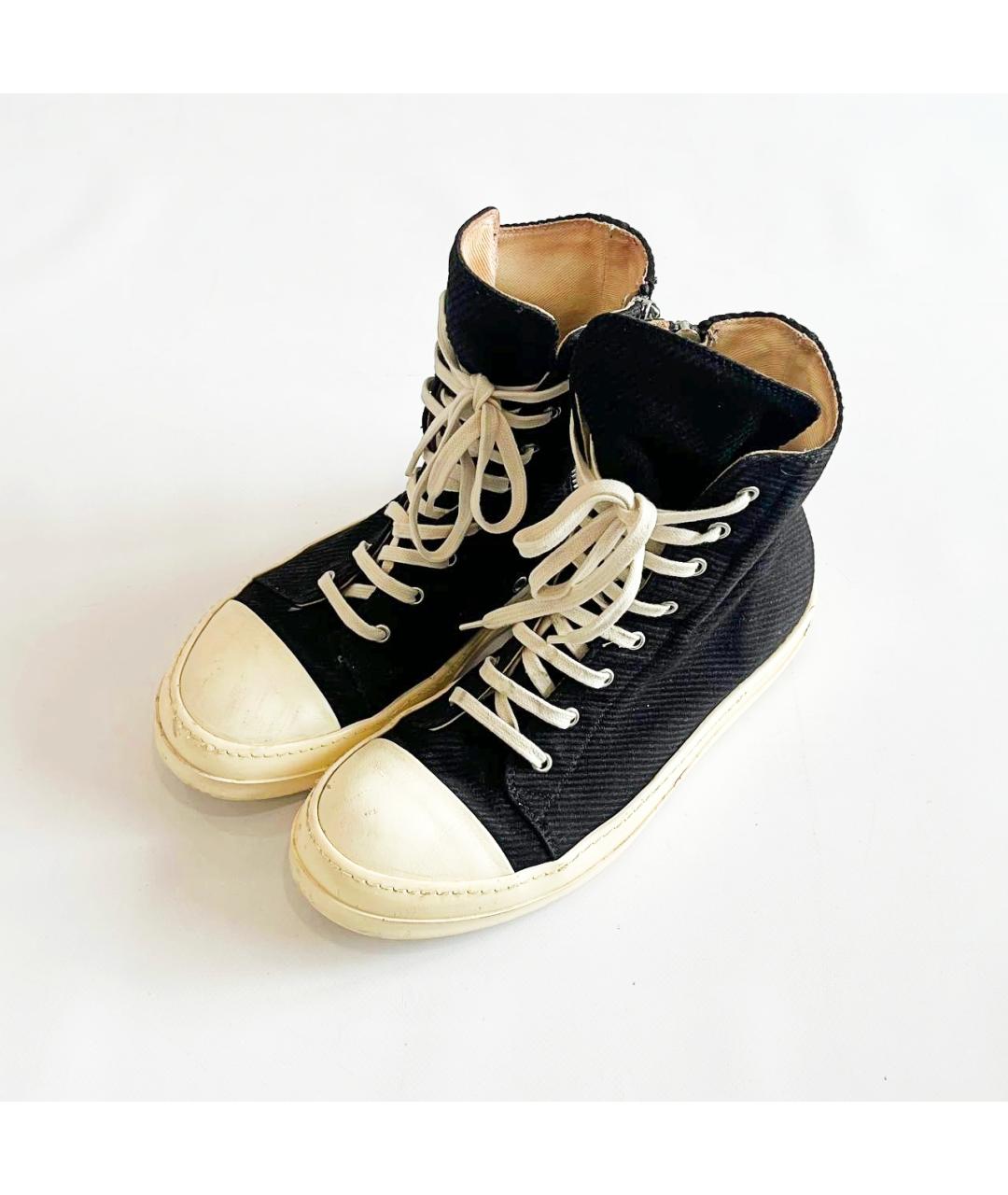 RICK OWENS DRKSHDW Черные текстильные высокие кроссовки / кеды, фото 2