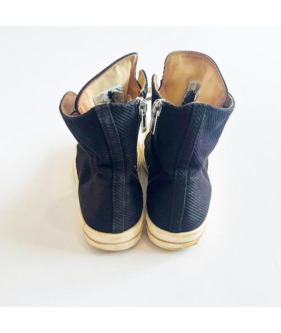 RICK OWENS DRKSHDW Черные текстильные высокие кроссовки / кеды, фото 5