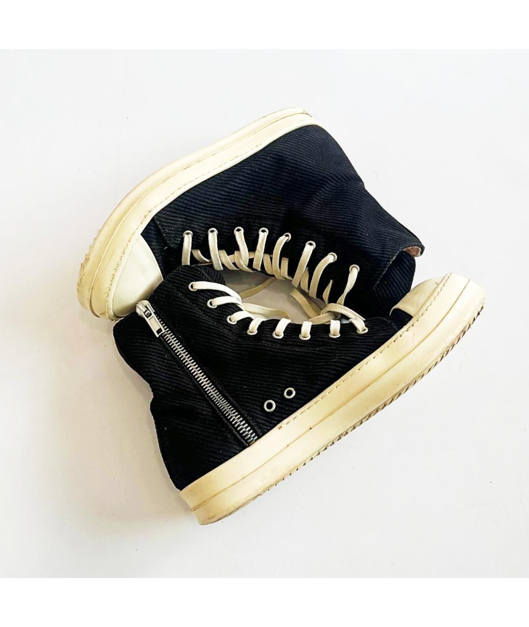 RICK OWENS DRKSHDW Черные текстильные высокие кроссовки / кеды, фото 3