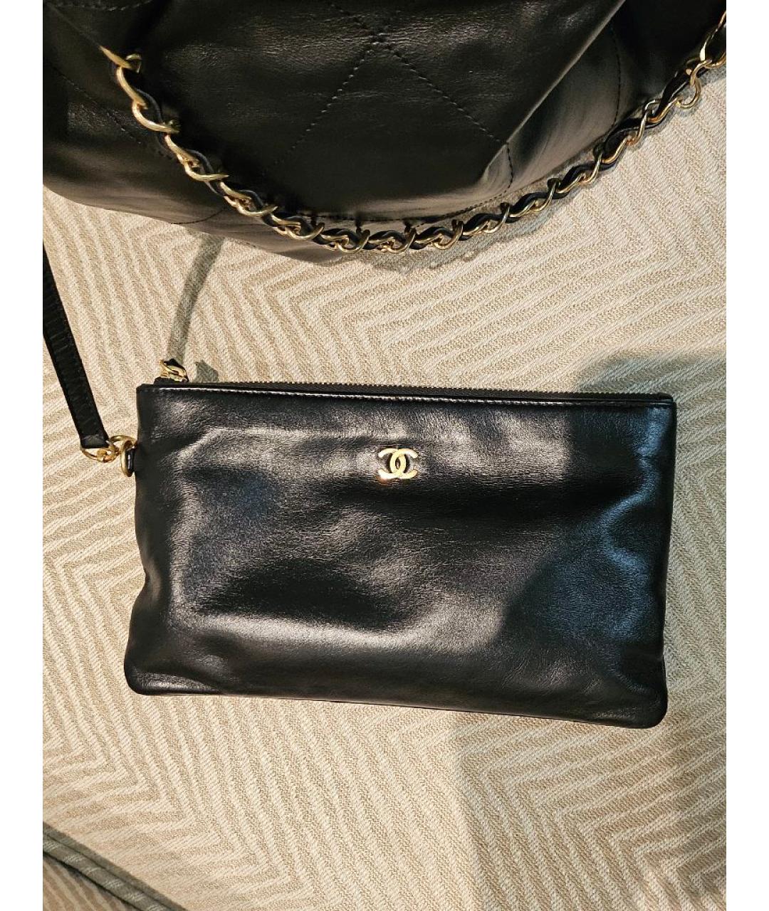 CHANEL Черная кожаная сумка тоут, фото 6