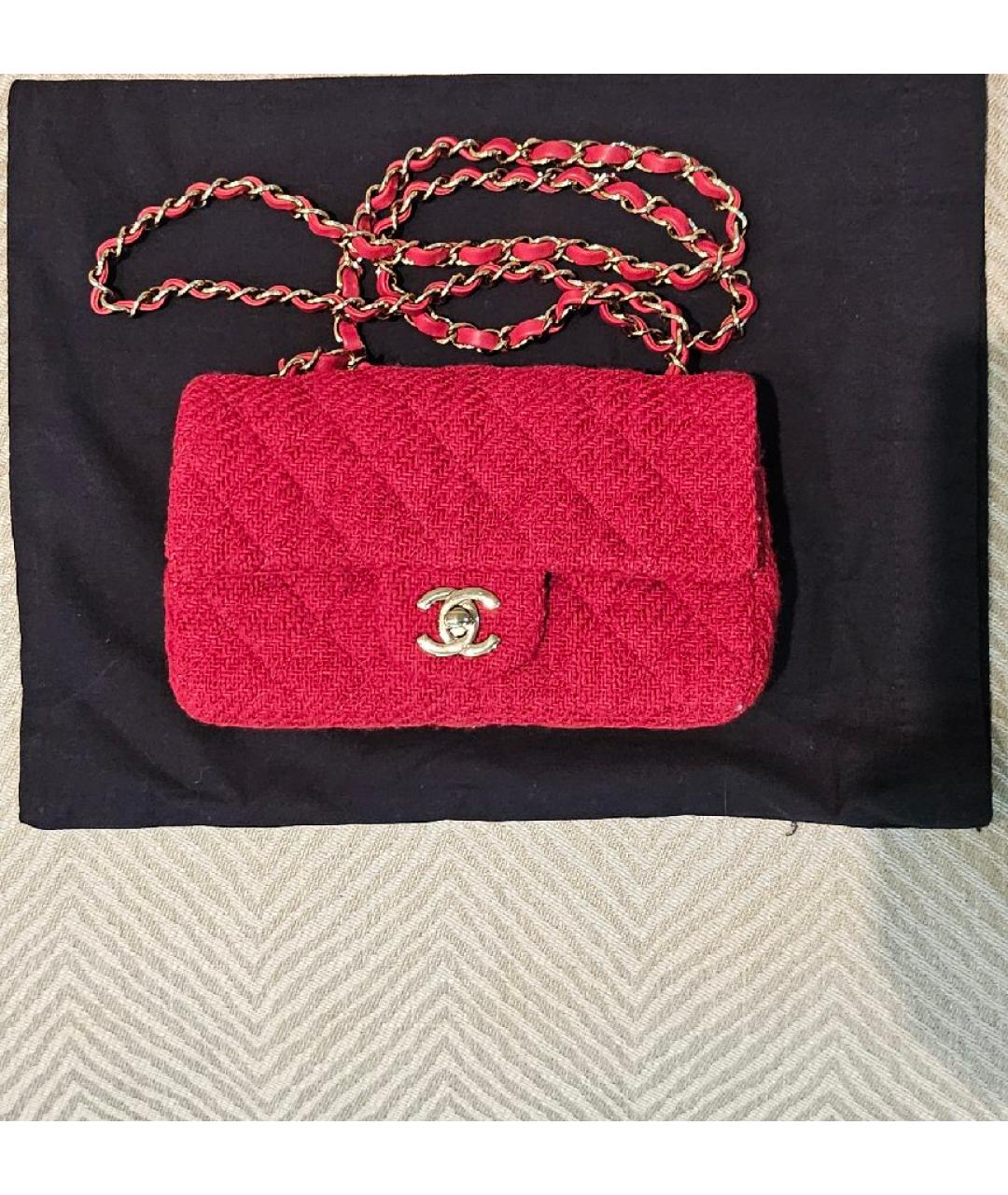 CHANEL Красная твидовая сумка через плечо, фото 7