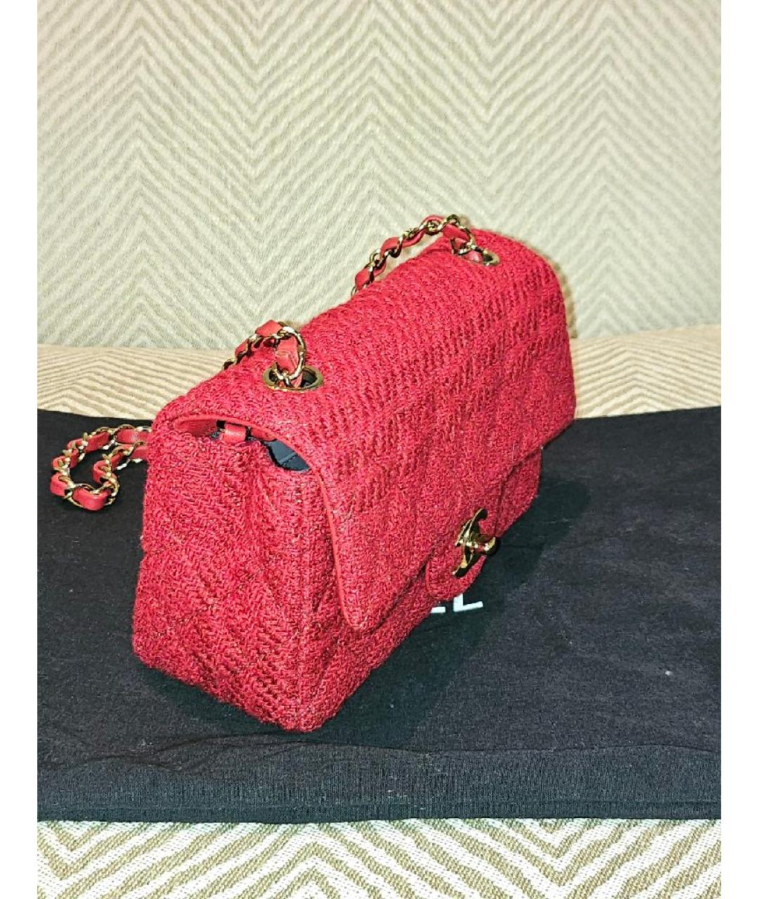CHANEL Красная твидовая сумка через плечо, фото 2