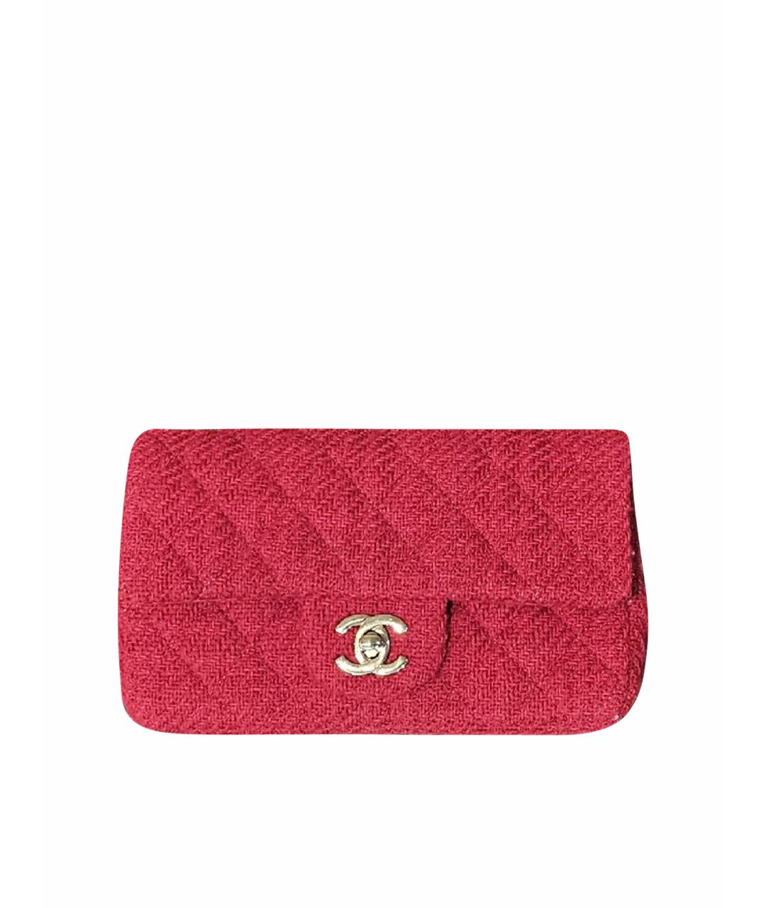 CHANEL Красная твидовая сумка через плечо, фото 1