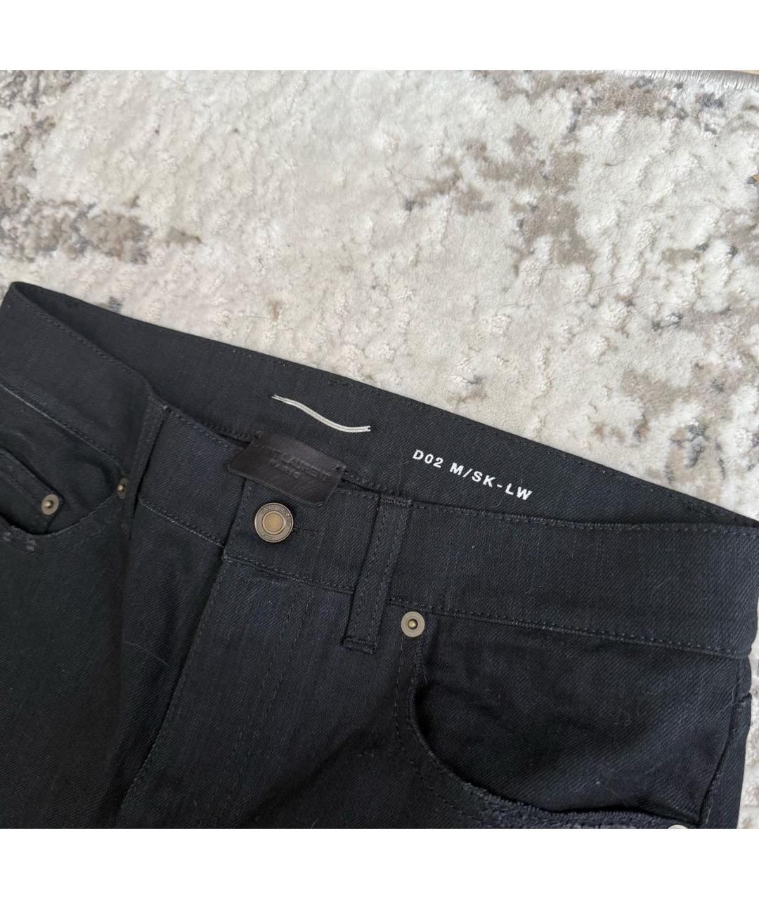 SAINT LAURENT Антрацитовые хлопковые джинсы скинни, фото 3