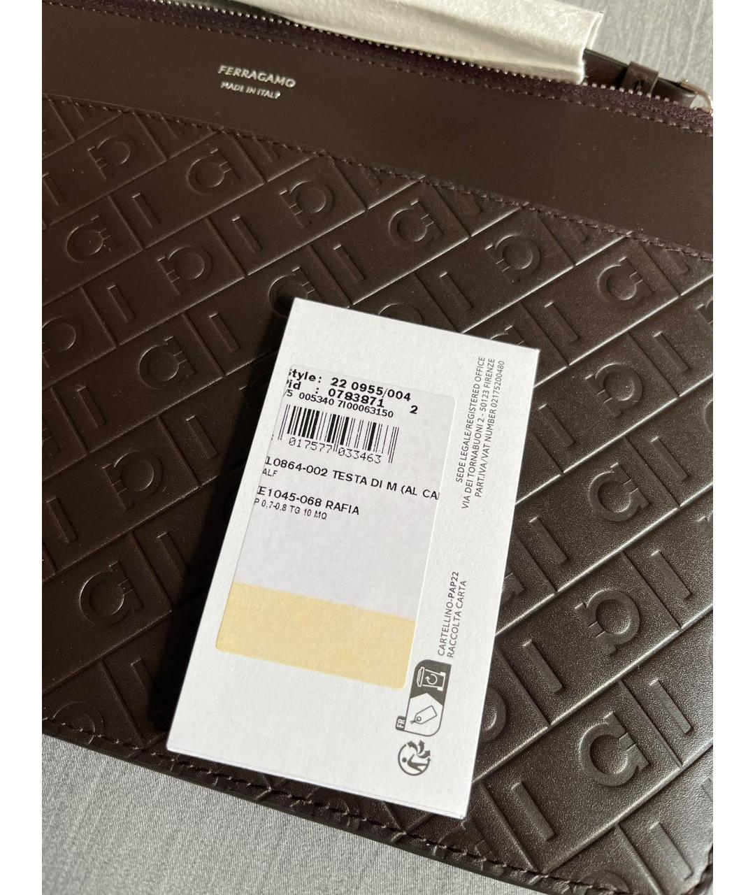 FERRAGAMO Коричневая кожаная барсетка, фото 7